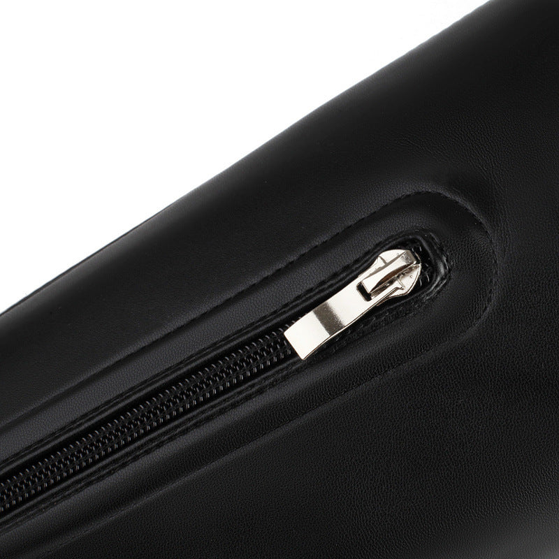 black Women's 4 inches chunky heels strechy thigh boots