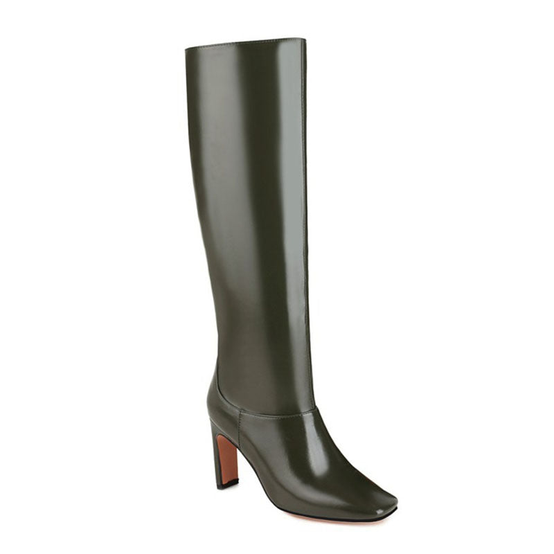 Women's Square Toe Block Heel Knee-High Boots