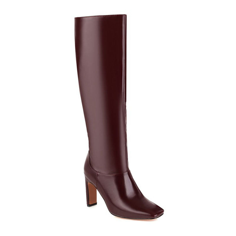 Women's Square Toe Block Heel Knee-High Boots