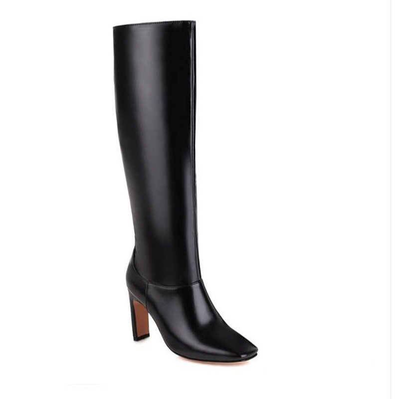 Women's Square Toe Block Heel Knee-High Boots