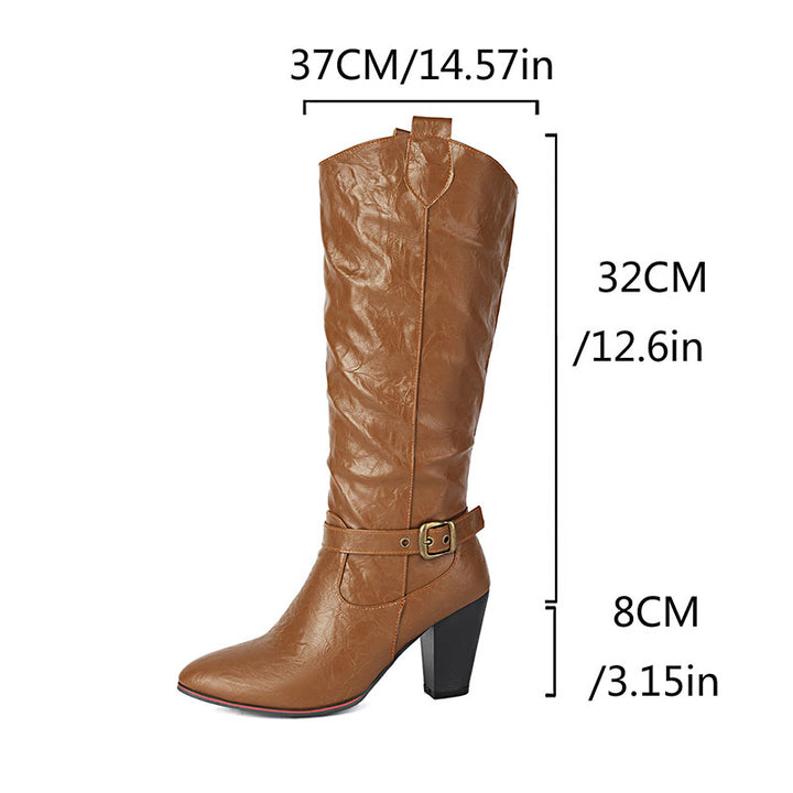Women's Buckle Slouchy Knee-High Boots