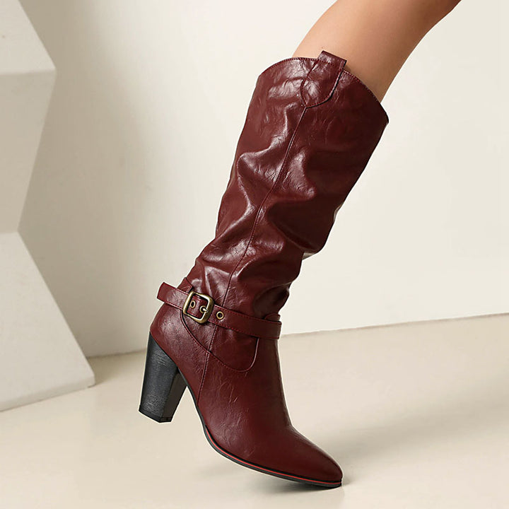 Women's Buckle Slouchy Knee-High Boots