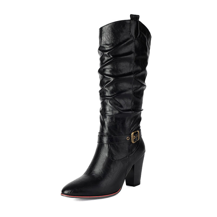 Women's Buckle Slouchy Knee-High Boots