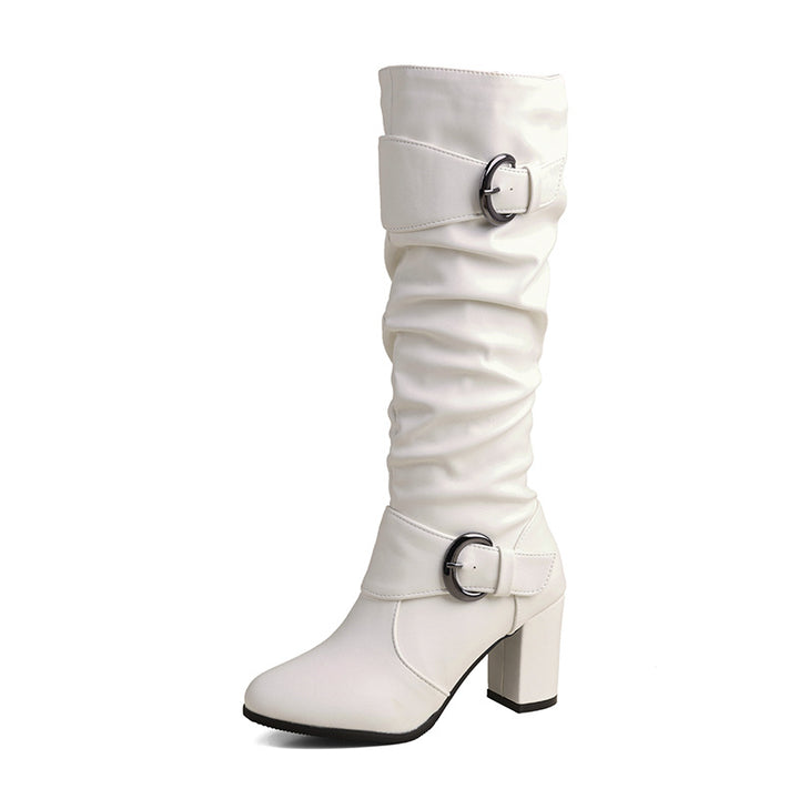 Women's Double-Buckle Slouch Knee-High Boots