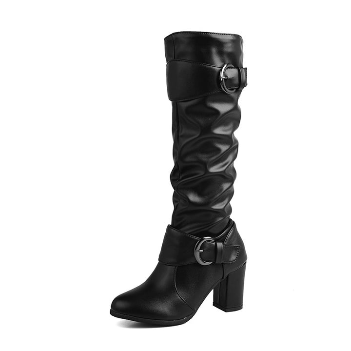 Women's Double-Buckle Slouch Knee-High Boots