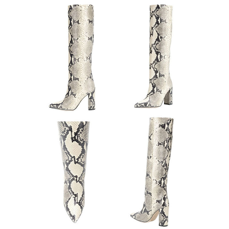 Women's Croc-Embossed Knee-High Boots