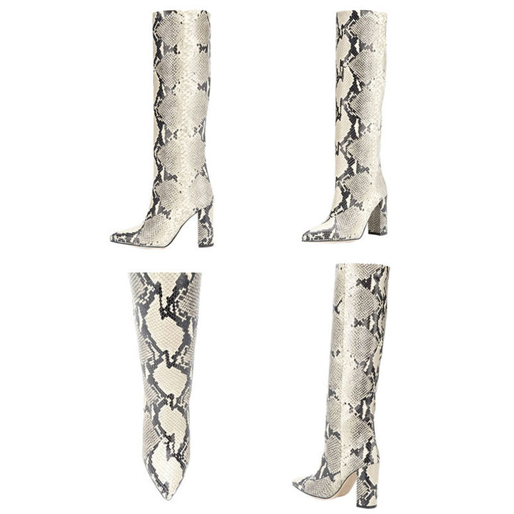 Women's Croc-Embossed Knee-High Boots