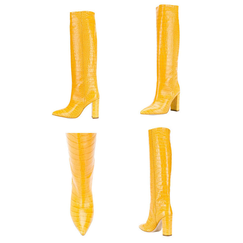 Women's Croc-Embossed Knee-High Boots