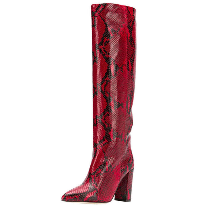 Women's Croc-Embossed Knee-High Boots