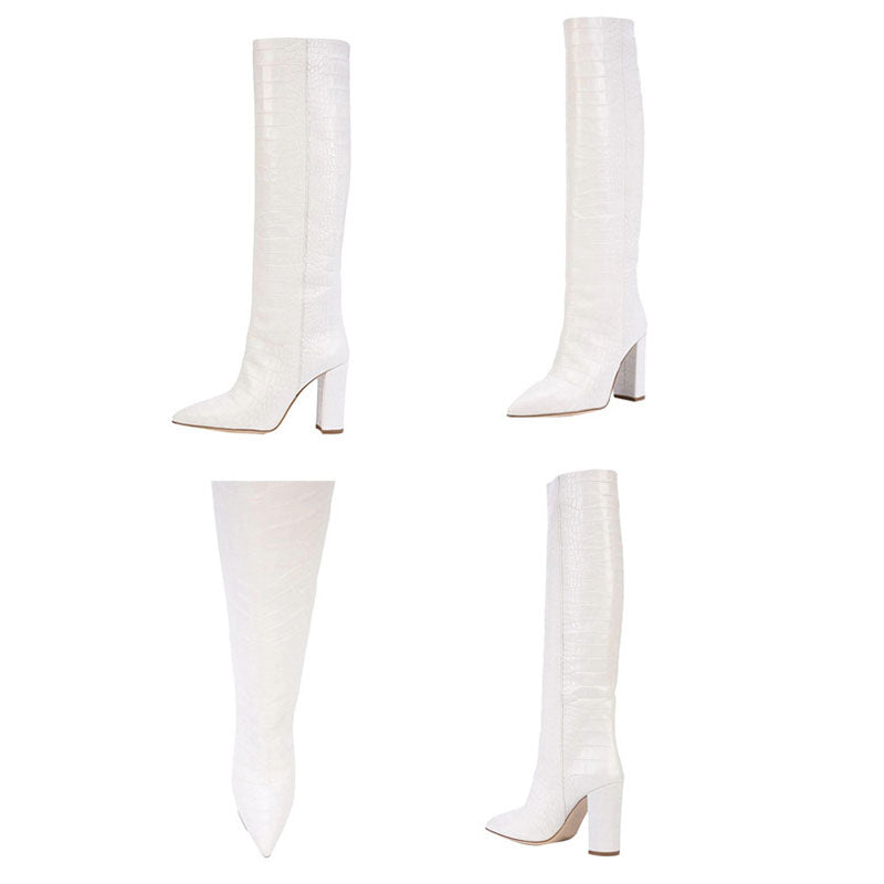 Women's Croc-Embossed Knee-High Boots