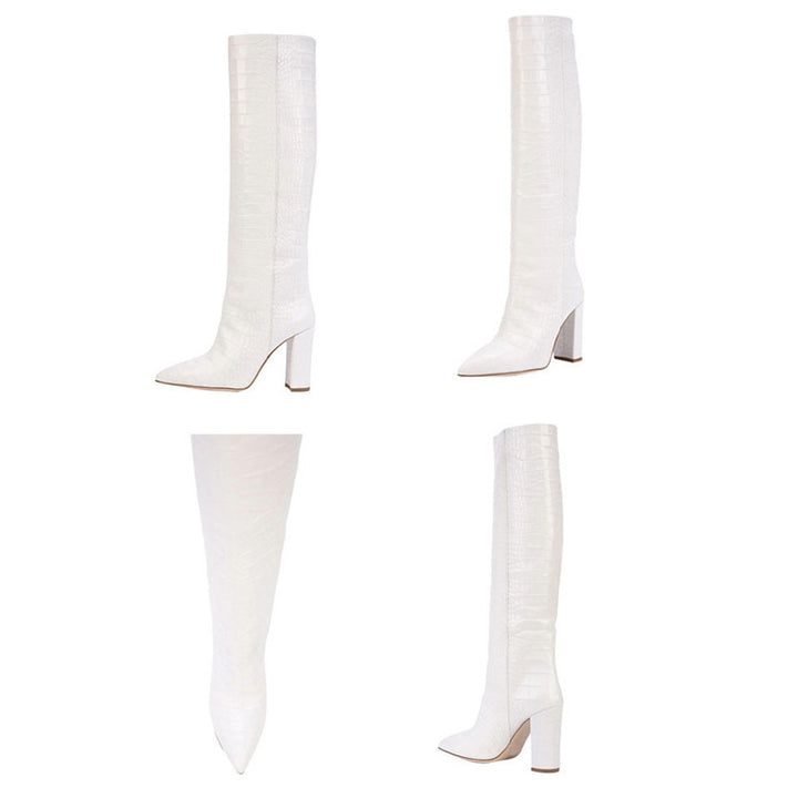 Women's Croc-Embossed Knee-High Boots