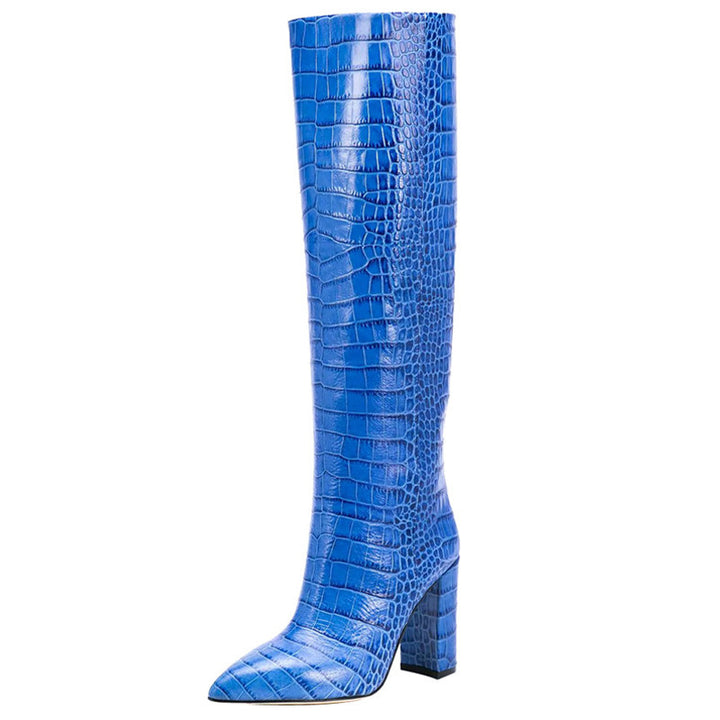 Women's Croc-Embossed Knee-High Boots