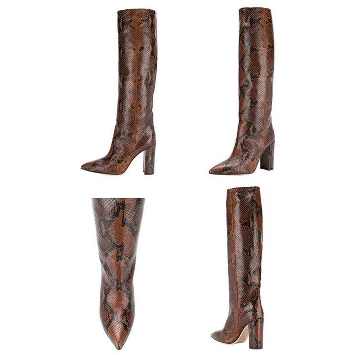 Women's Croc-Embossed Knee-High Boots
