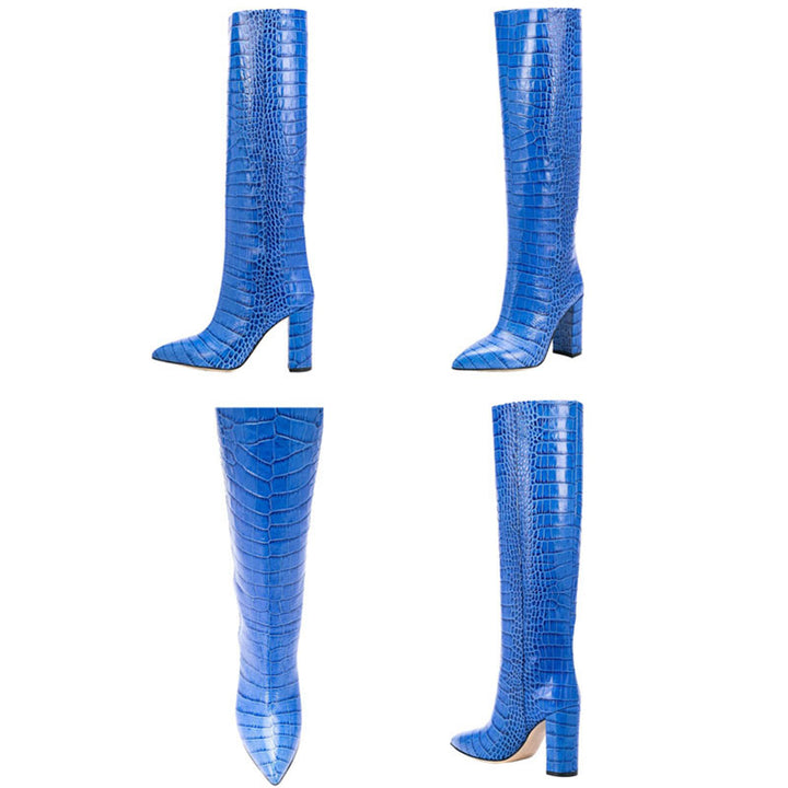 Women's Croc-Embossed Knee-High Boots