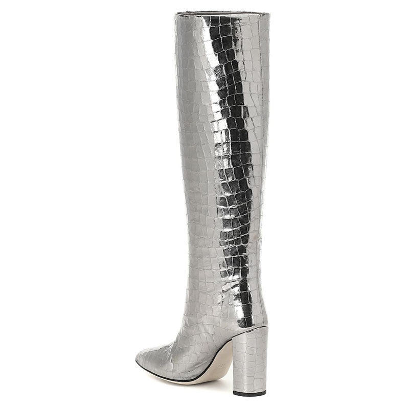 Women's Croc-Embossed Knee-High Boots