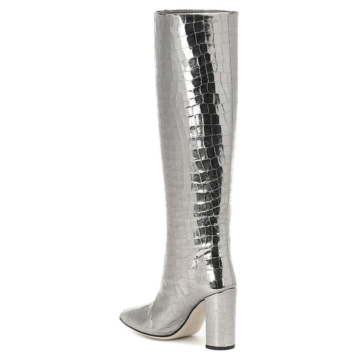 Women's Croc-Embossed Knee-High Boots