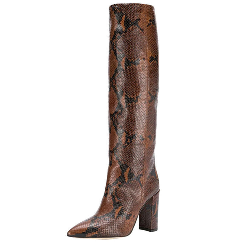 Women's Croc-Embossed Knee-High Boots