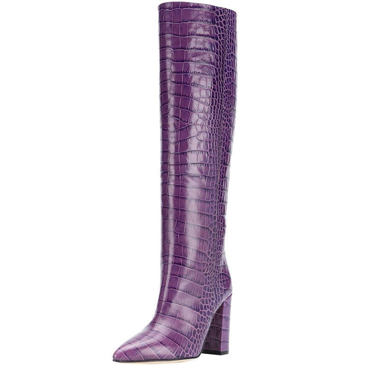 Women's Croc-Embossed Knee-High Boots