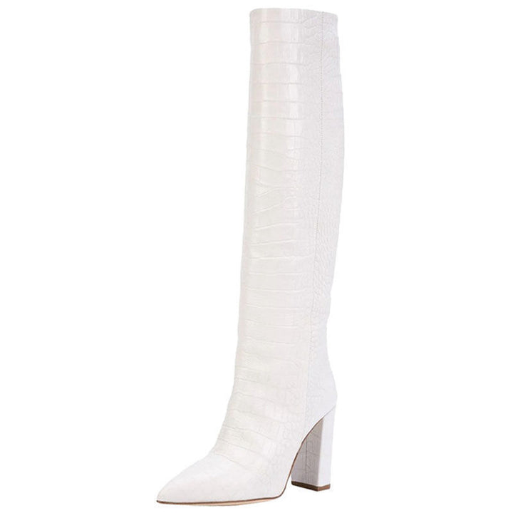 Women's Croc-Embossed Knee-High Boots