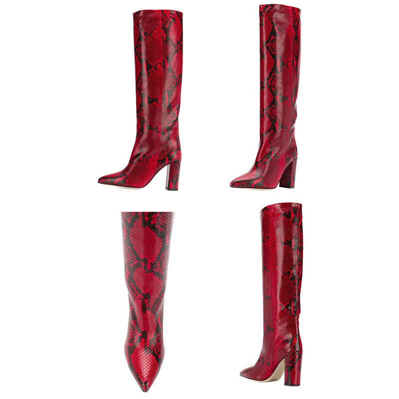 Women's Croc-Embossed Knee-High Boots