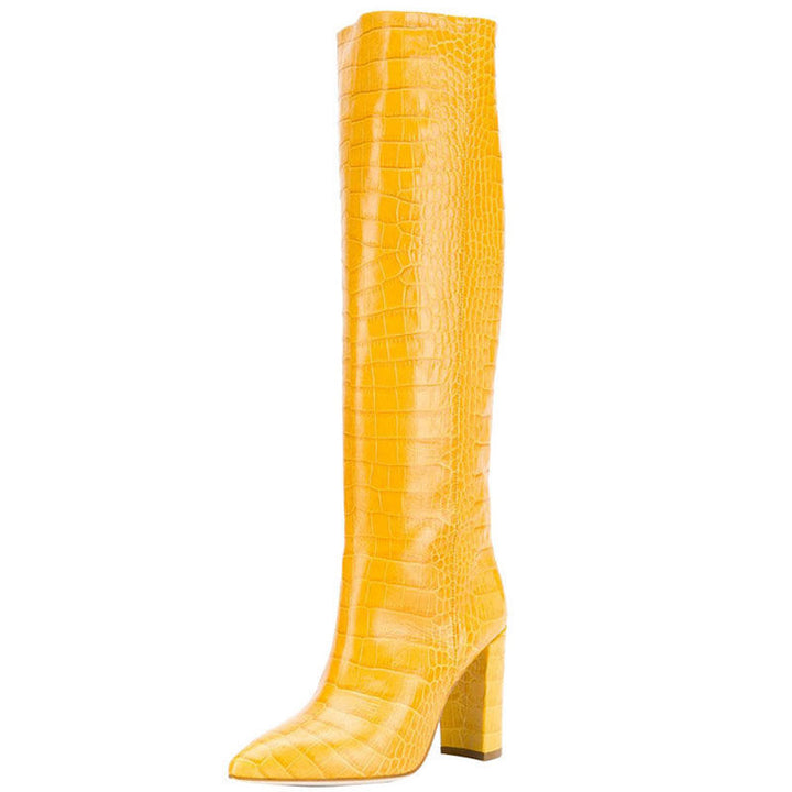 Women's Croc-Embossed Knee-High Boots
