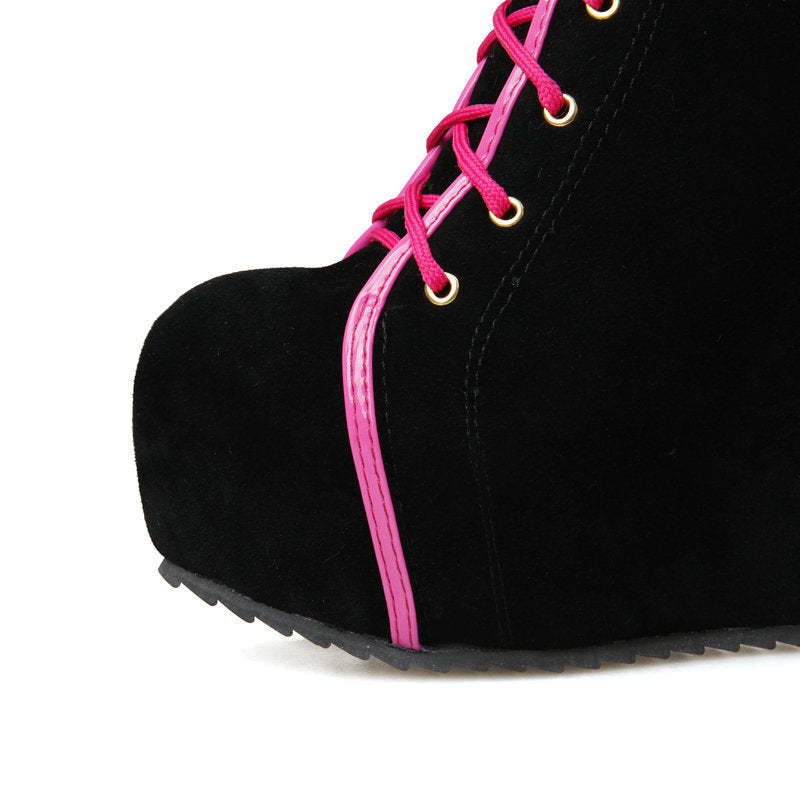 Women's Tall Lace-Up Platform Wedge Boots