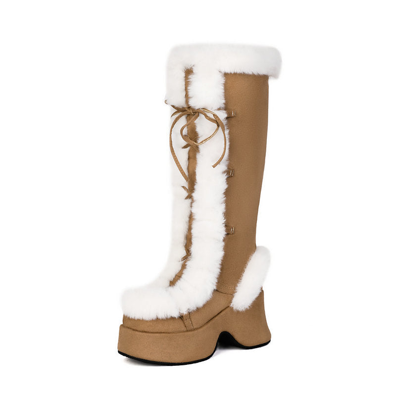 Women's Faux Fur-Trim Platform Knee-High Boots