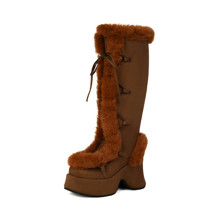 Women's Faux Fur-Trim Platform Knee-High Boots
