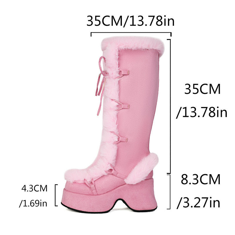 Women's Faux Fur-Trim Platform Knee-High Boots
