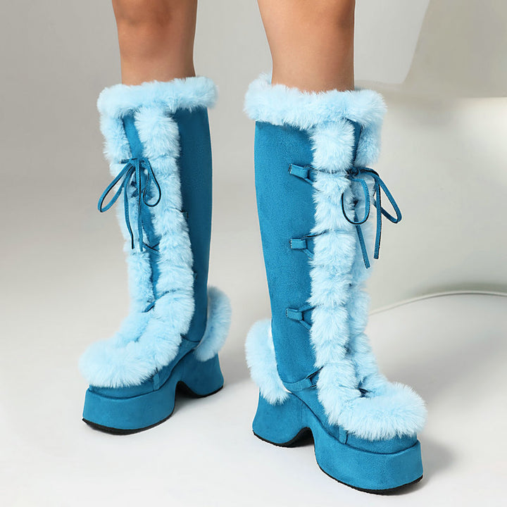 Women's Faux Fur-Trim Platform Knee-High Boots