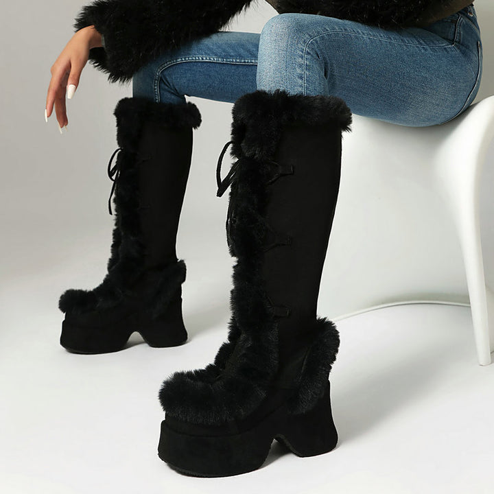 Women's Faux Fur-Trim Platform Knee-High Boots