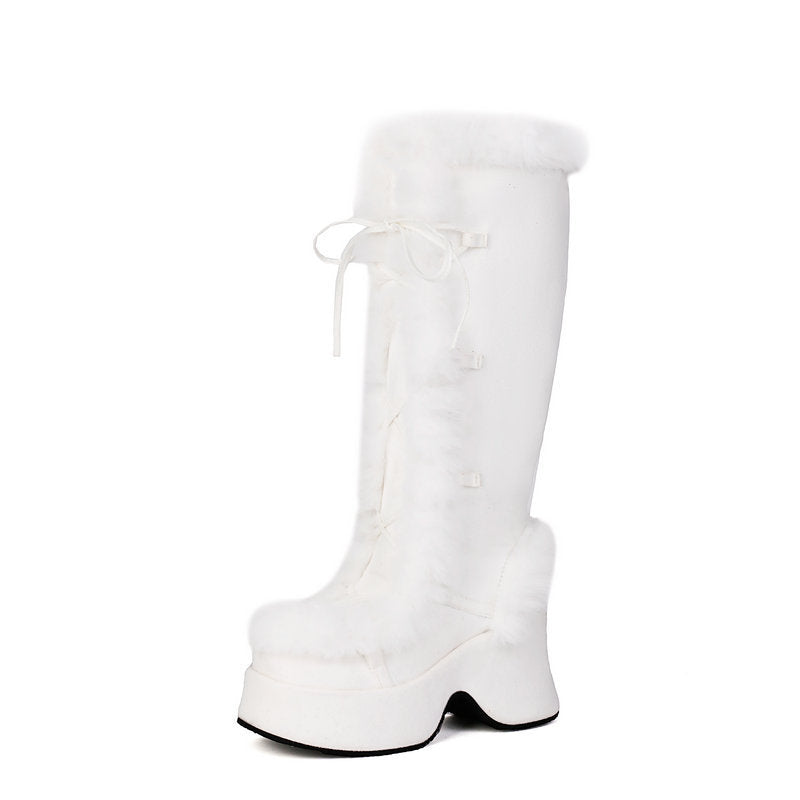 Women's Faux Fur-Trim Platform Knee-High Boots