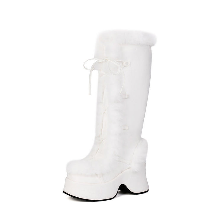 Women's Faux Fur-Trim Platform Knee-High Boots