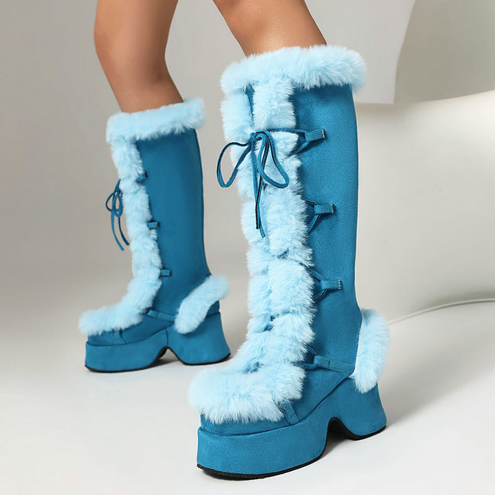 Women's Faux Fur-Trim Platform Knee-High Boots