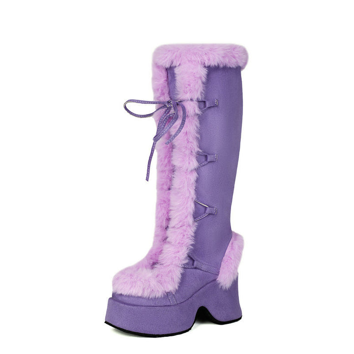 Women's Faux Fur-Trim Platform Knee-High Boots