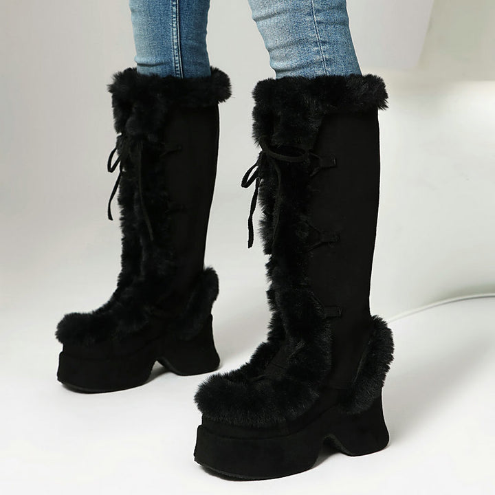 Women's Faux Fur-Trim Platform Knee-High Boots