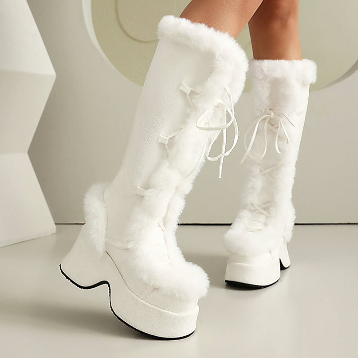 Women's Faux Fur-Trim Platform Knee-High Boots
