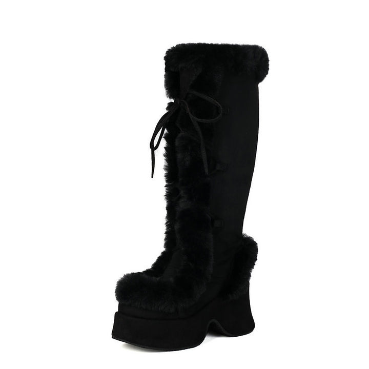 Women's Faux Fur-Trim Platform Knee-High Boots