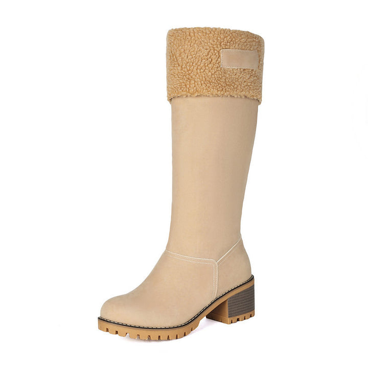 Women's Plush-Cuff Block-Heel Knee-High Boots