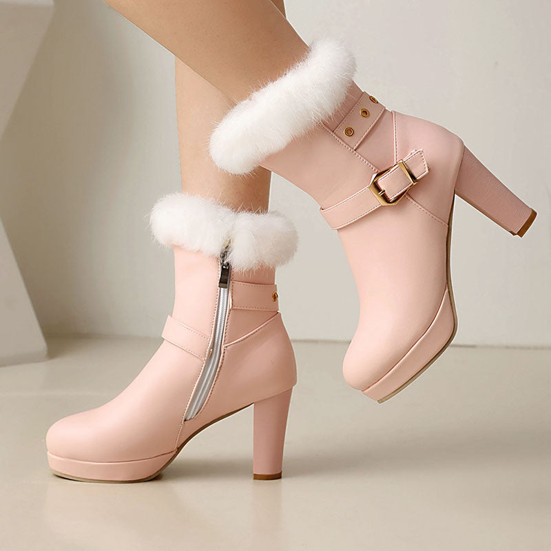 Women’s Plush Cuff Platform Ankle Boots