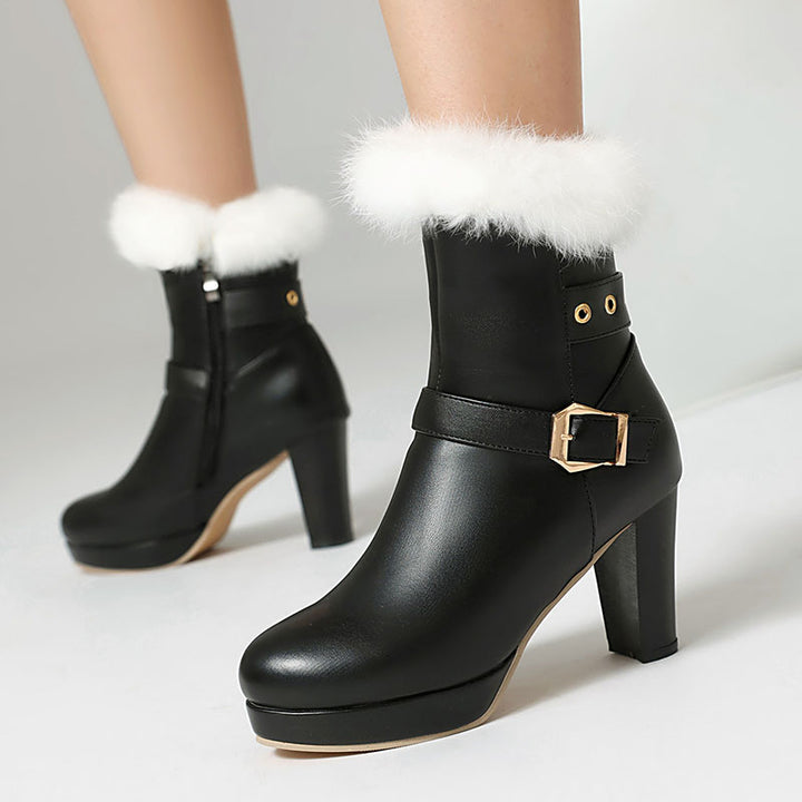 Women’s Plush Cuff Platform Ankle Boots