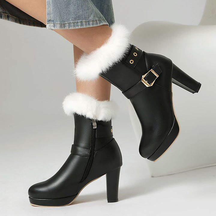 Women’s Plush Cuff Platform Ankle Boots