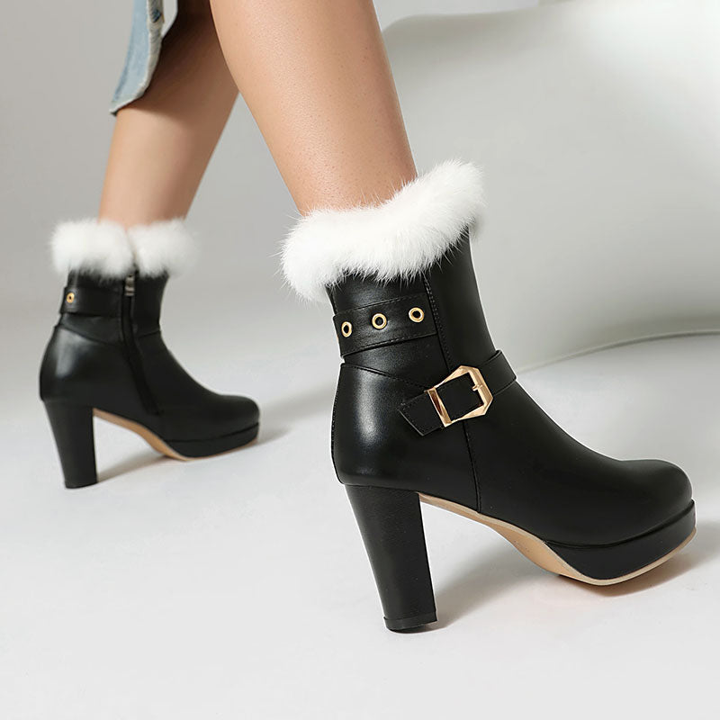 Women’s Plush Cuff Platform Ankle Boots