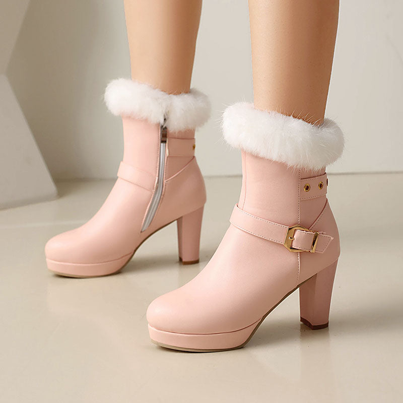 Women’s Plush Cuff Platform Ankle Boots
