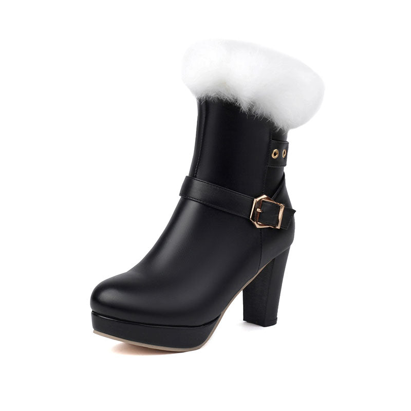 Women’s Plush Cuff Platform Ankle Boots