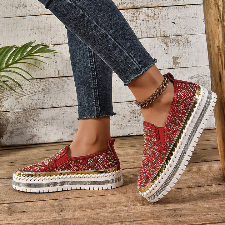 Women's Geometric Rhinestone Platform Loafers
