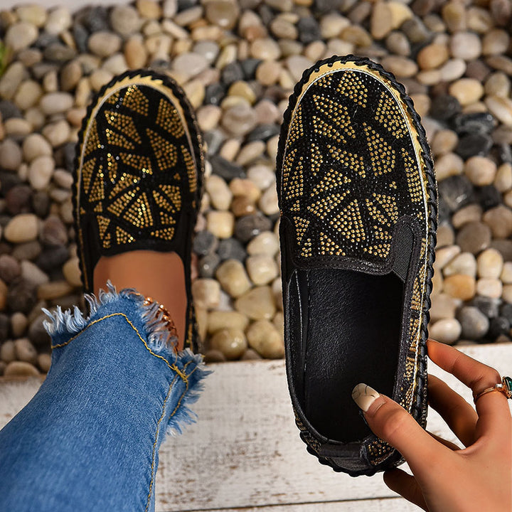 Women's Geometric Rhinestone Platform Loafers