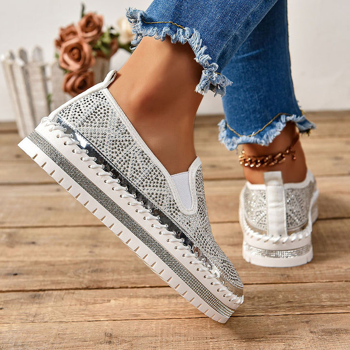 Women's Geometric Rhinestone Platform Loafers