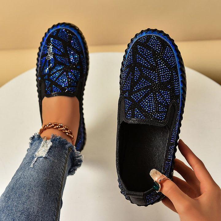 Women's Geometric Rhinestone Platform Loafers