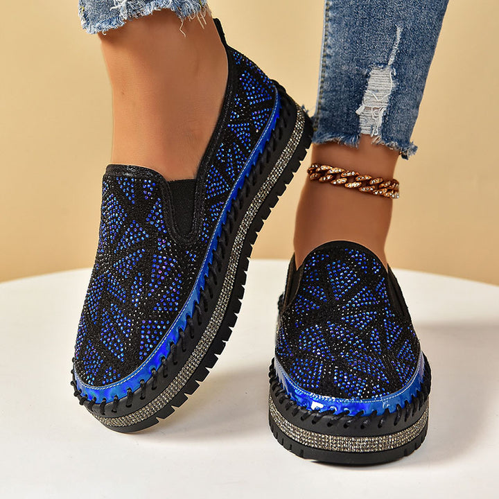 Women's Geometric Rhinestone Platform Loafers